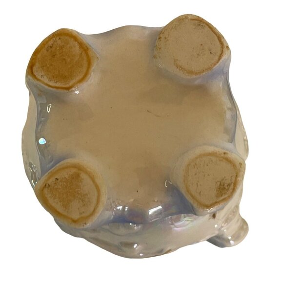 Victorian Lusterware Ceramic Vase Double Handle Footed Pink Roses 8.25" Vintage - Picture 7 of 7